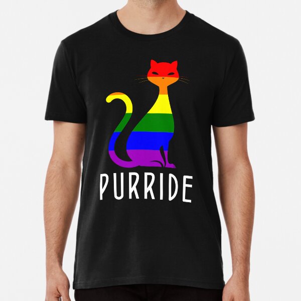 "Gay Pride Cat Shirts and Gifts Funny LGBT Rainbow Cat Purride" T