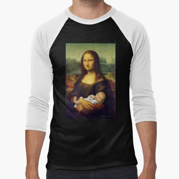 Mona Lisa and Child Baseball ¾ Sleeve T-Shirt