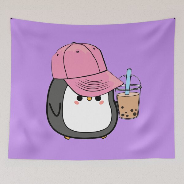 Item preview, Penguin Drinking Bubble Tea - Kawaii designed and sold by LMoonDesigns.