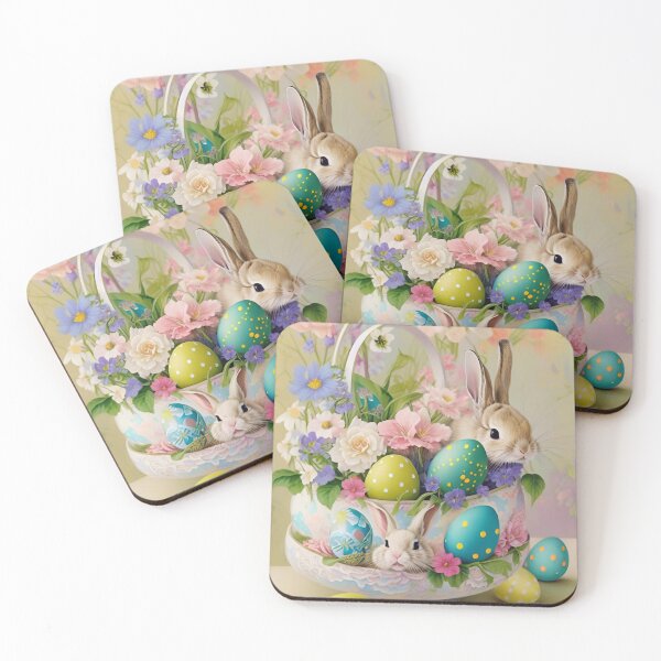 Item preview, Colorful Festive Easter Eggs Easter Bunny Spring Flowers Version 7 designed and sold by DreamingAwake1.