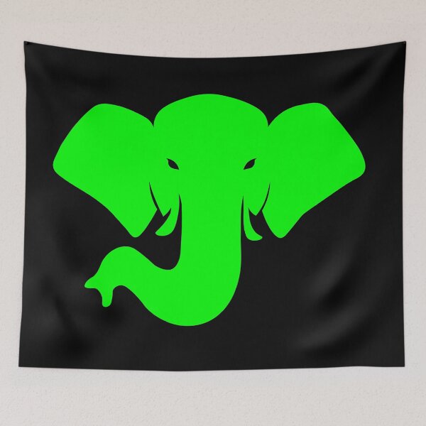 Item preview, green elephant head designed and sold by andrew JOHNSEN.