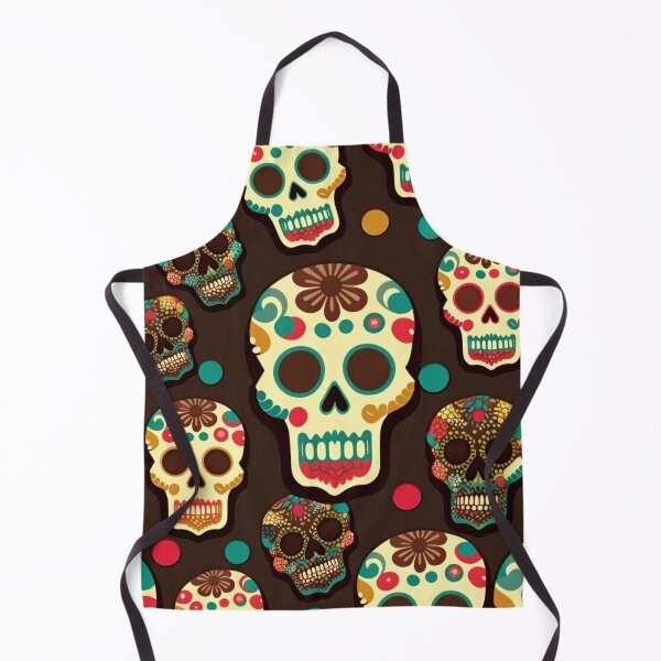 Item preview, Retro Sugar Skulls - brown background designed and sold by WilbDigital.