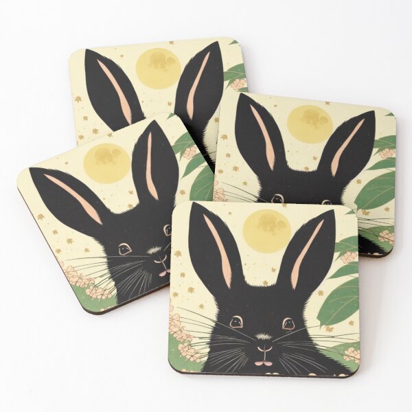 Item preview, Black Netherland Dwarf Rabbit Under The Moon designed and sold by wigobun.