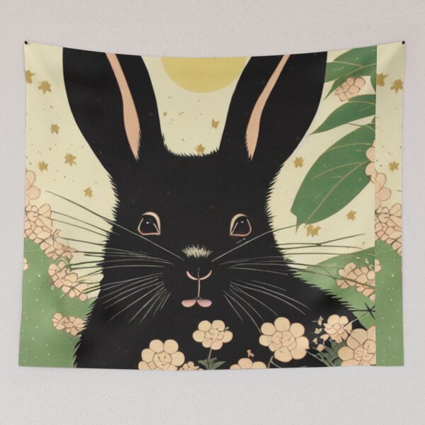 Item preview, Black Netherland Dwarf Rabbit Under The Moon designed and sold by wigobun.