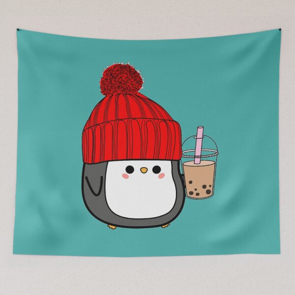 Item preview, Penguin Drinking Bubble Tea - Kawaii designed and sold by LMoonDesigns.