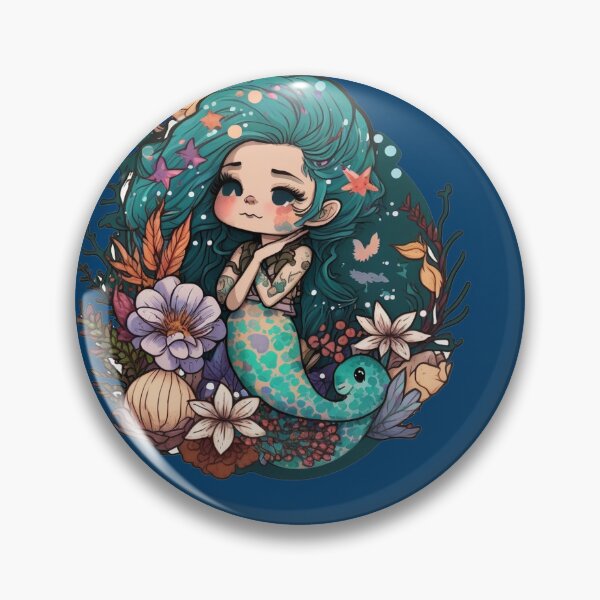 Item preview, flowery mermaid designed and sold by Cert-Urbane.