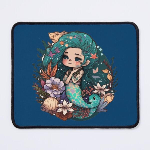 Item preview, flowery mermaid designed and sold by Cert-Urbane.