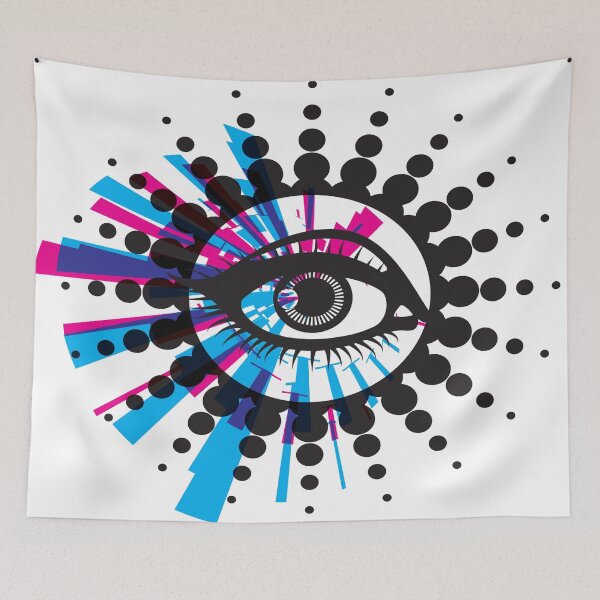 Item preview, Black Dots Eye on a White Background Abstract Art designed and sold by Bruce ALMIGHTY Baker.