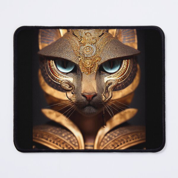 Item preview, Egyptian cat in gold with gold ornaments. mythology and worship of cats designed and sold by outsiderzone.