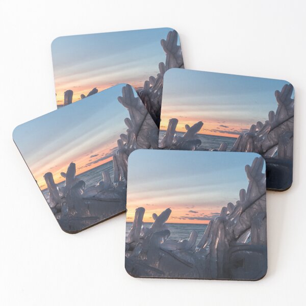 Item preview, Lakeside Daybreak with Ice Sculptures Perfect for Nature Lovers designed and sold by Georgia Mizuleva.