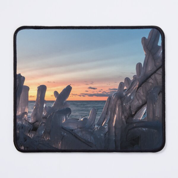 Item preview, Lakeside Daybreak with Ice Sculptures Perfect for Nature Lovers designed and sold by Georgia Mizuleva.