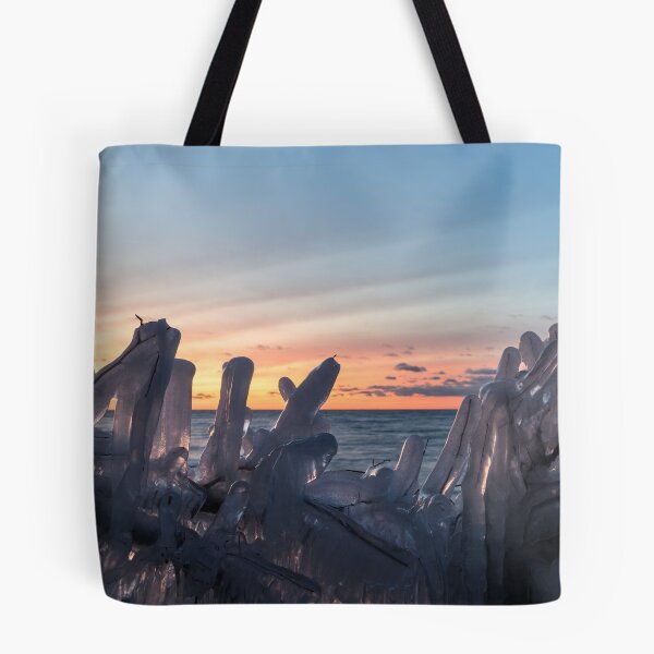 Item preview, Lakeside Daybreak with Ice Sculptures Perfect for Nature Lovers designed and sold by Georgia Mizuleva.
