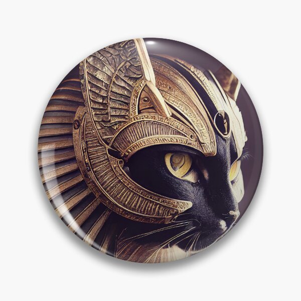 Item preview, Egyptian cat in gold with gold ornaments. mythology and worship of cats designed and sold by outsiderzone.
