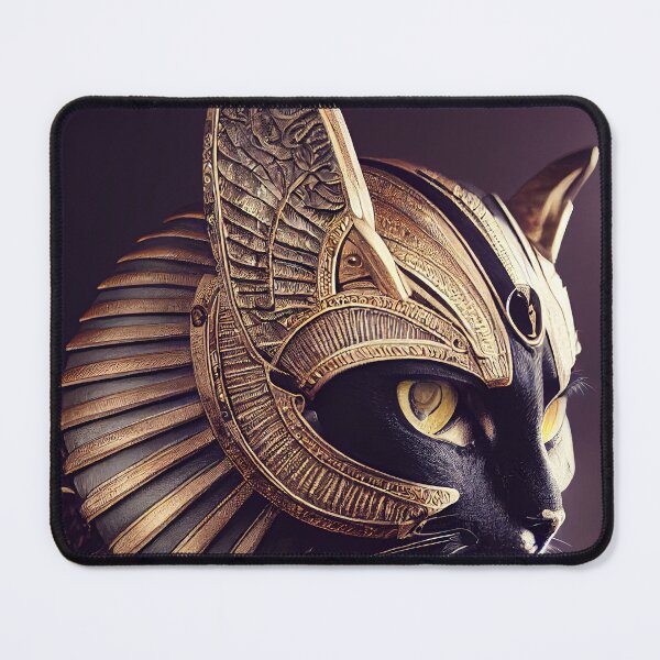 Item preview, Egyptian cat in gold with gold ornaments. mythology and worship of cats designed and sold by outsiderzone.