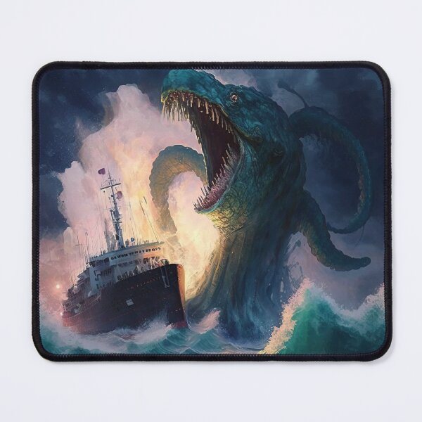 Item preview, Sea Monster Attacking a Ship During a Storm Digital Painting, Terrifying - Original Artwork designed and sold by CloudofKnowing.
