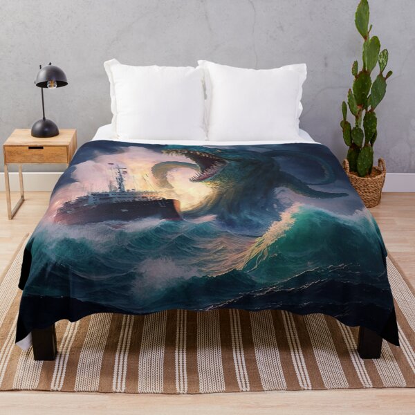Item preview, Sea Monster Attacking a Ship During a Storm Digital Painting, Terrifying - Original Artwork designed and sold by CloudofKnowing.