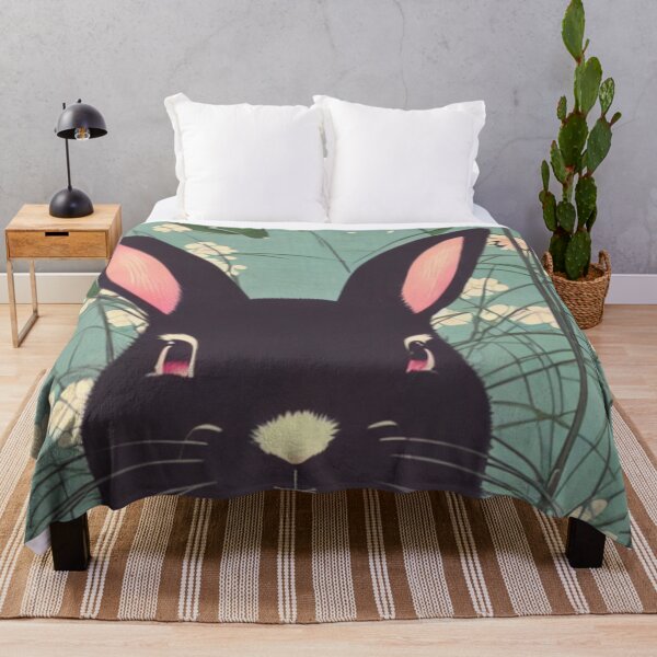 Item preview, Cute Furry Friend Black New Zealand Rabbit in the Woods designed and sold by wigobun.