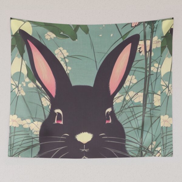 Item preview, Cute Furry Friend Black New Zealand Rabbit in the Woods designed and sold by wigobun.