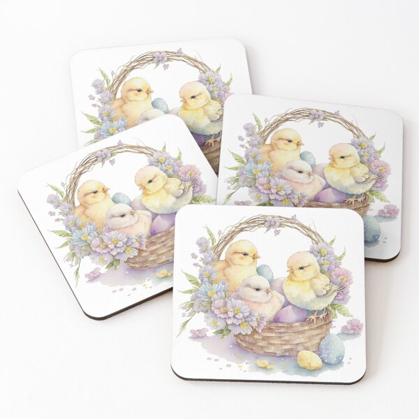Item preview, Happy Easter - Watercolor Chicks in Easter Basket designed and sold by Tannaidhe's Designs.