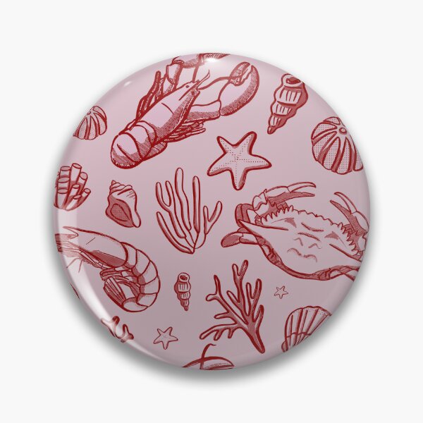 Item preview, Pink and red seafood repeat pattern designed and sold by LucyFaulke.