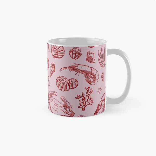Item preview, Pink and red seafood repeat pattern designed and sold by LucyFaulke.