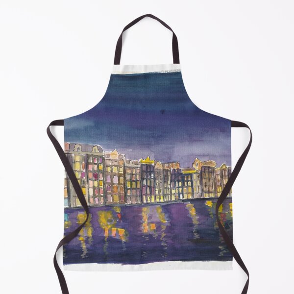Item preview, Amsterdam Damrak at Night with Illuminated Houses designed and sold by artshop77.