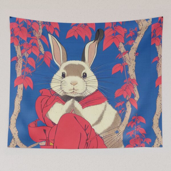 Item preview, Lovely White Giant Rabbit Praying in Autumn designed and sold by wigobun.