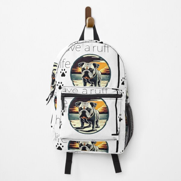 Item preview, I have a ruff life – cute Bulldog bulldog in front of a vintage sunset designed and sold by The Design Trendz.