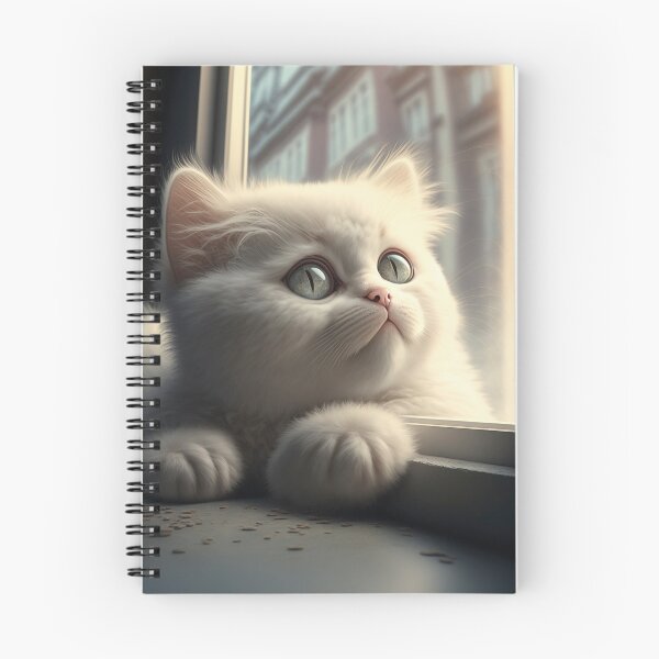 Item preview, cat looking out the window, Illustration of adorable kitten with nice fur and funny face expressions created with Generative AI technology designed and sold by outsiderzone.