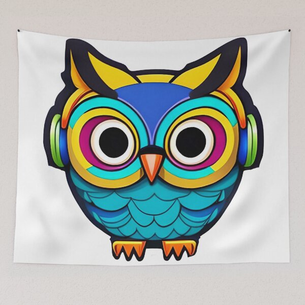 Item preview, Colorful Owl listening Music designed and sold by urbsrepublic.