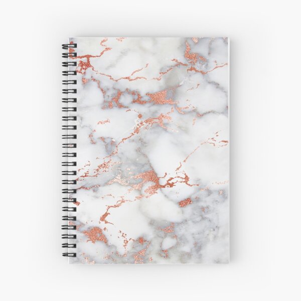 Rose Gold Veined Marble Spiral Notebook