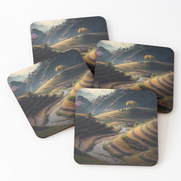 Item preview, Beautiful landscape countryside artwork - Vietnam Terraced fields 04 designed and sold by jetaiart.