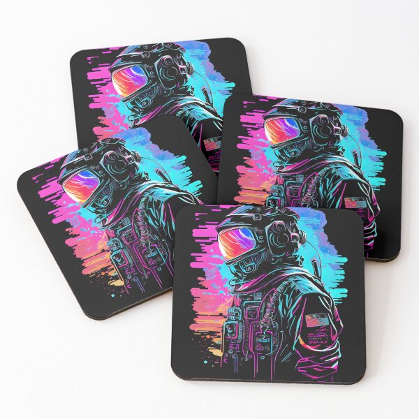 Artikelvorschau, Synthwave Retrowave Astronaut Retro-Grafik entworfen und verkauft von SpookshowDesign.