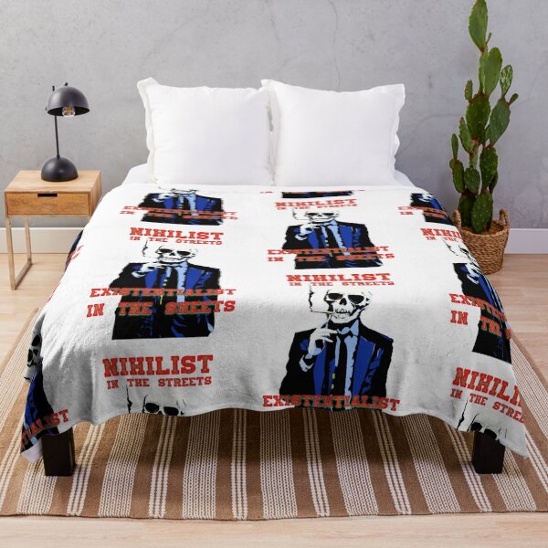 Artikelvorschau, Nihilist In The Streets, Existentialist In The Sheets Pop Art Skull entworfen und verkauft von PVSKI.