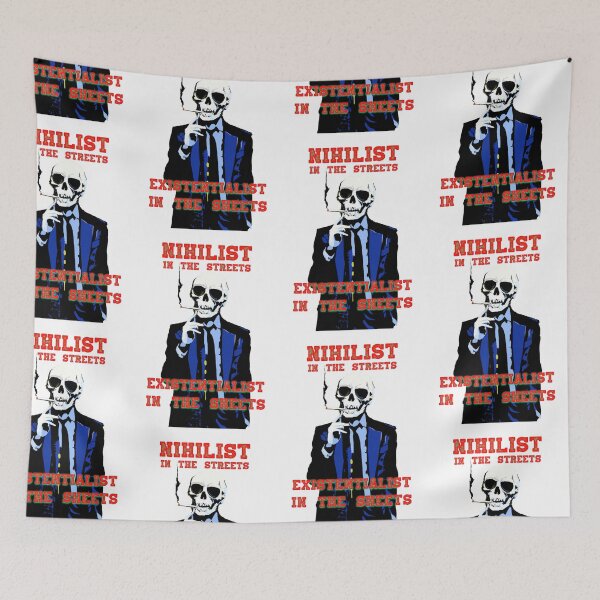 Artikelvorschau, Nihilist In The Streets, Existentialist In The Sheets Pop Art Skull entworfen und verkauft von PVSKI.