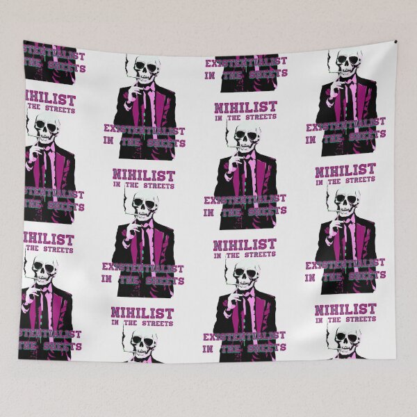 Artikelvorschau, Nihilist In The Streets, Existentialist In The Sheets Pop Art Skull entworfen und verkauft von PVSKI.