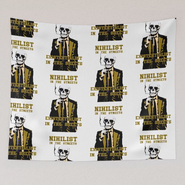 Artikelvorschau, Nihilist In The Streets, Existentialist In The Sheets Pop Art Skull entworfen und verkauft von PVSKI.