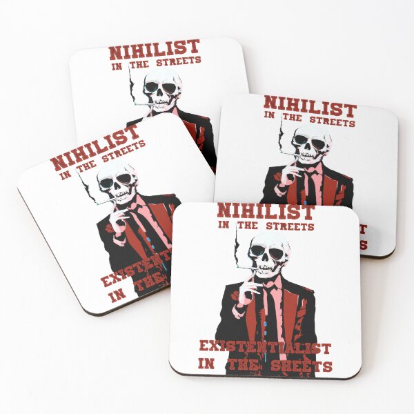 Artikelvorschau, Nihilist In The Streets, Existentialist In The Sheets Pop Art Skull entworfen und verkauft von PVSKI.