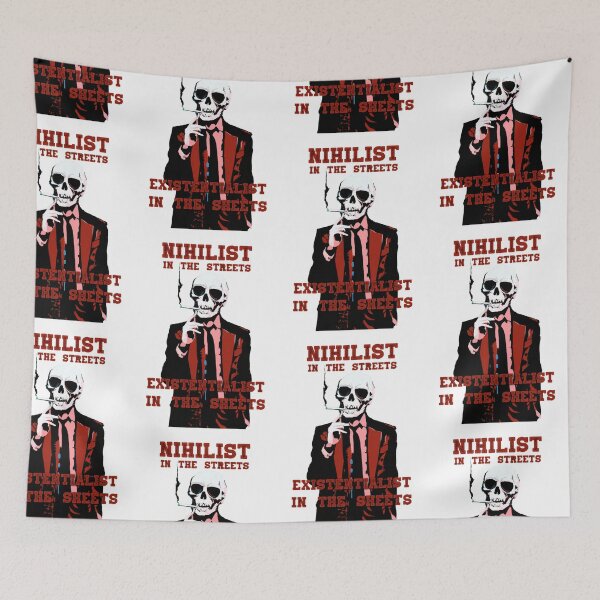 Artikelvorschau, Nihilist In The Streets, Existentialist In The Sheets Pop Art Skull entworfen und verkauft von PVSKI.