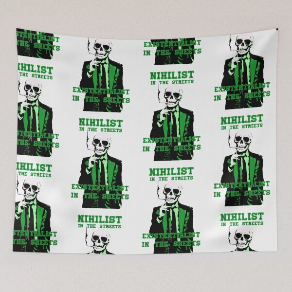 Artikelvorschau, Nihilist In The Streets, Existentialist In The Sheets Pop Art Skull entworfen und verkauft von PVSKI.