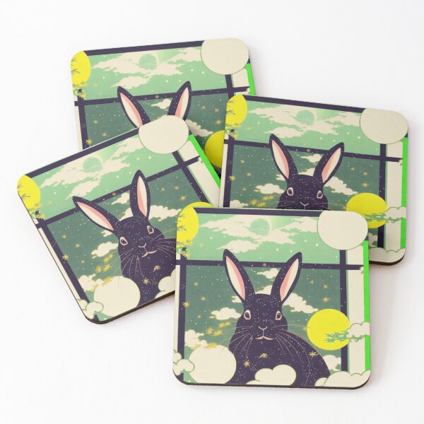 Item preview, Bamboo Giant Black Chinchilla Bunny Rabbit Checkered Japanese Style designed and sold by wigobun.