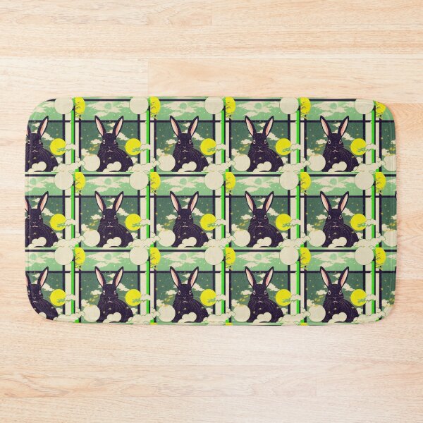 Item preview, Bamboo Giant Black Chinchilla Bunny Rabbit Checkered Japanese Style designed and sold by wigobun.