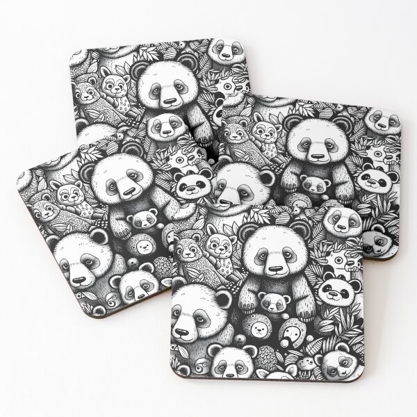 Item preview, cute Panda doodle, Black and white  designed and sold by MonkStudio.