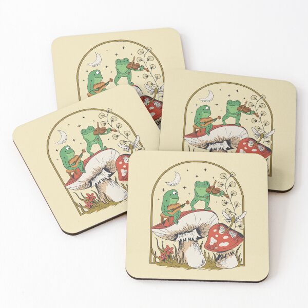 Item preview, Cottagecore Aesthetic Frogs With Guitar And Violin Mushroom Art designed and sold by MrEddie10.