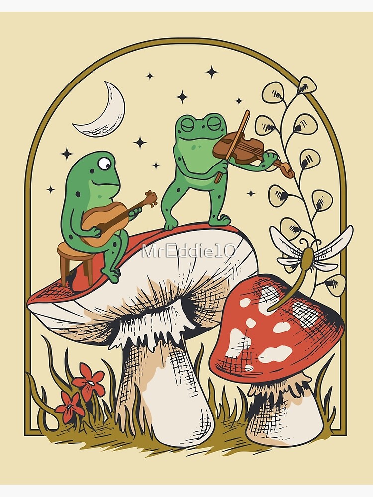 The Traveling Bard Frog and Mushroom Pin