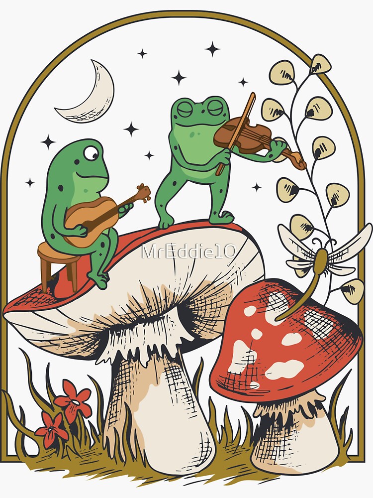 Goblincore Aesthetic Mushroom Picker Frog Lover' Sticker