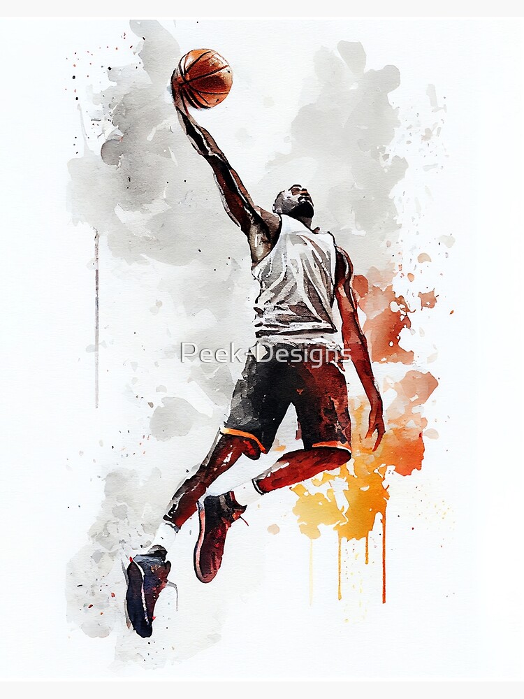 Slam Dunk Watercolour Art, Basketball Digital Wall Art Original Artwork Home  Decor