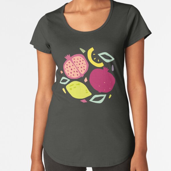 Abstract print with lemon and pomegranate Premium Scoop T-Shirt