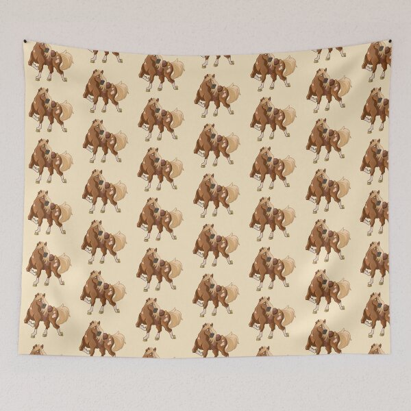 Item preview, illustration in brown tones of a cute horse with spots  designed and sold by kitsuneins.