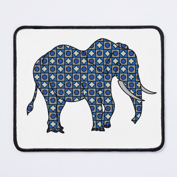 Item preview, Blue & Gray Circle & Diamond Elephant designed and sold by Leah Haas.
